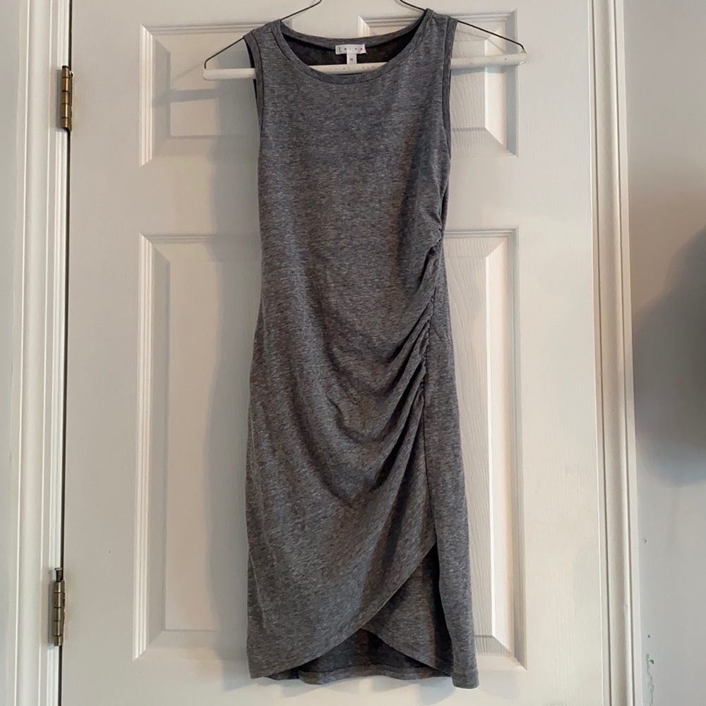 grey nordstrom fitted dress with sinched side